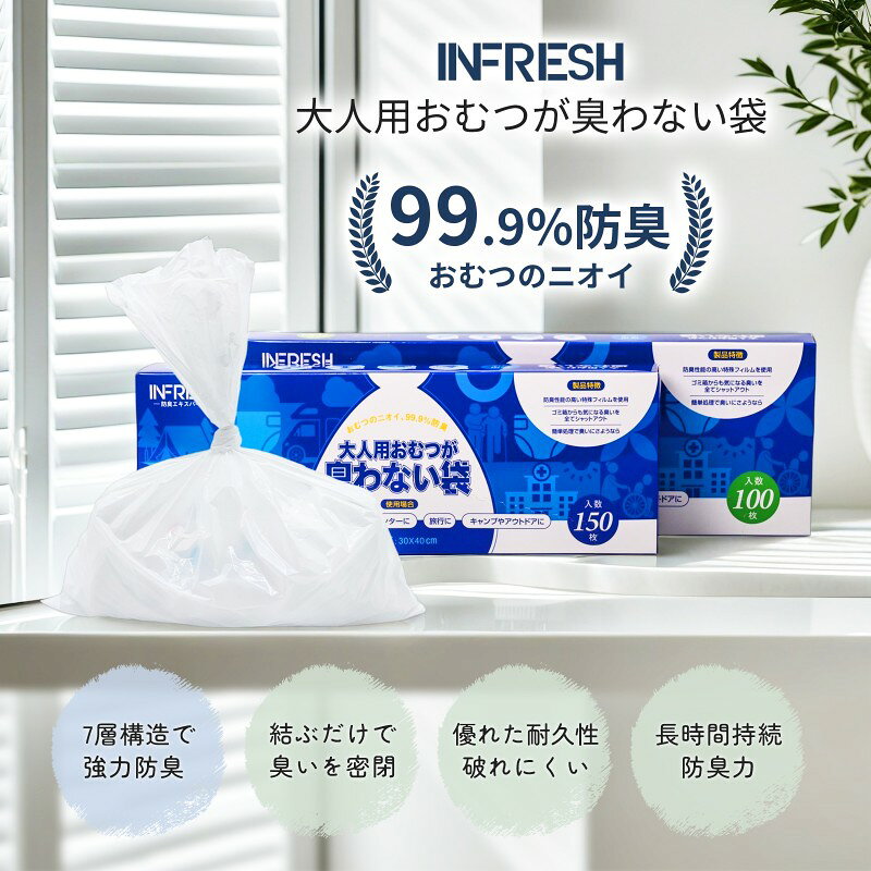 【INFRESH公式】【 大人用 防臭袋 Lサイズ / 100枚 】 おむつ袋 臭わない オムツ処理袋 防臭袋 おむつ 臭わない袋 L トイレ おむつ交換 介護用品 便利グッズ 紙おむつ処理袋 オムツ 袋 臭わない 嘔吐 エチケット袋 多用途 便利 大容量 高齢者 sサイズ 消臭袋 飛行機 ペット infresh-10000009 INFRESH 楽天市場店 サンプル画像2