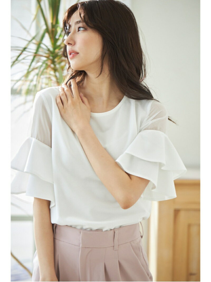 【SALE／68%OFF】ナシポン袖シアーフレアーTOPS INGNI イング トップス シャツ・ブラウス ホワイト ブラック グレー グリーン ブラウン【RBA_E】[Rakuten Fashion]のサムネイル