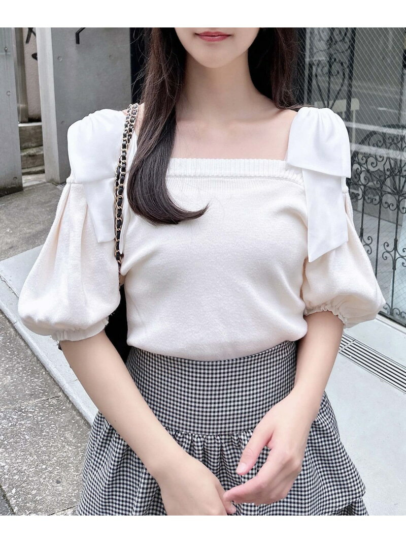 【SALE／50%OFF】肩リボンオフショルニット INGNI イング トップス ニット ブラック ホワイト ピンク【RBA_E】[Rakuten Fashion]のサムネイル