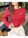 【SALE/31%OFF】INGNI/(W)12Gくま刺繍ケーブルニット INGNI イング トップス ニット ピンク レッド グレー ホワイト ネイビー【RB...