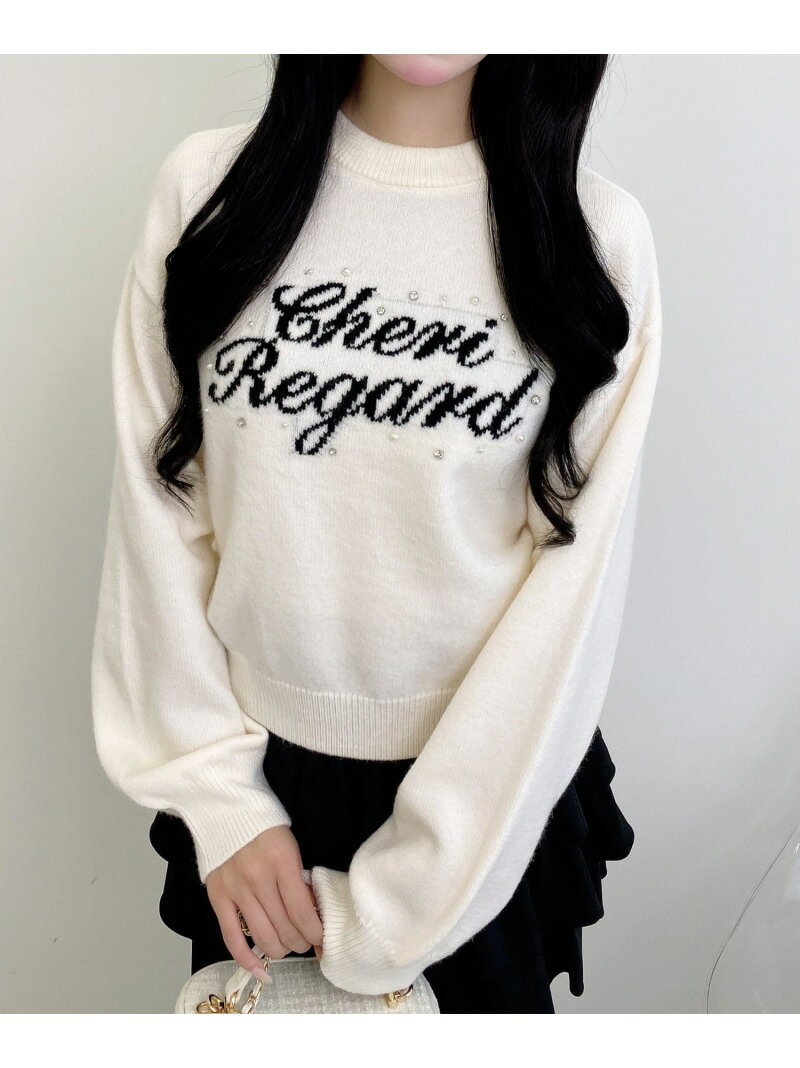 【SALE／13%OFF】7Gパールビジュ×ロゴニット INGNI イング トップス ニット レッド ブラウン ホワイト グレー【RBA_E】[Rakuten Fashion]