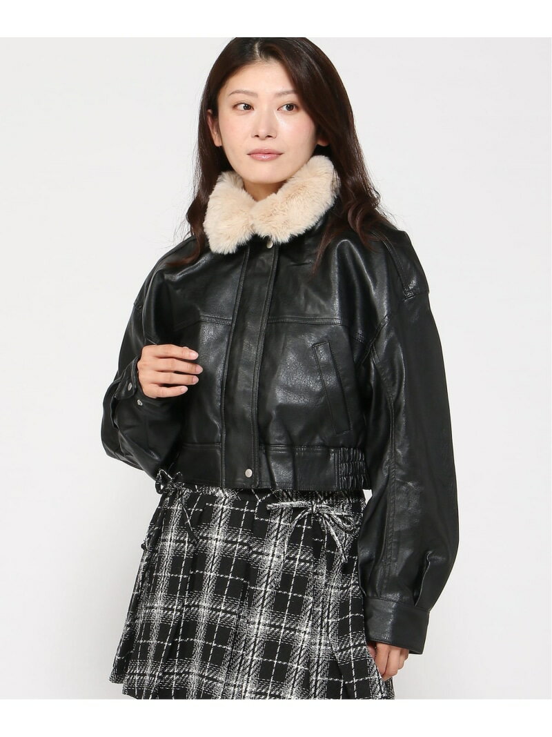 【WEB限定】ファーティペット付フェイクレザーショートブルゾン INGNI イング ジャケット・アウター ブルゾン・ジャンパー ブラック ブラウン【送料無料】[Rakuten Fashion]