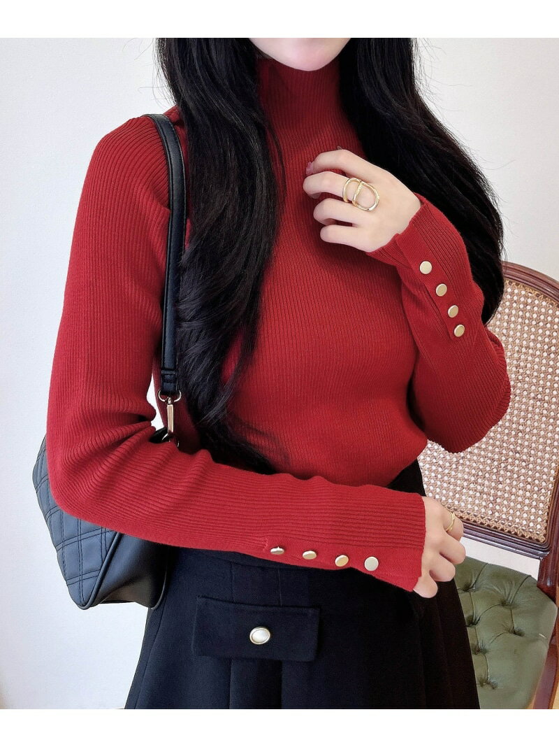 【SALE／13%OFF】ボトルネック袖金ボタンニット INGNI イング トップス ニット ホワイト グレー レッド グリーン ブラック ブラウン ピンク ブルー【RBA_E】[Rakuten Fashion]