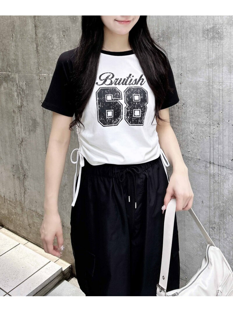 ドロストナンバリングラグランTシャツ INGNI イング トップス カットソー・Tシャツ ホワイト グレー[Rakuten Fashion]のサムネイル