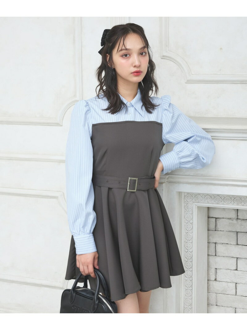 【SALE／18%OFF】【WEB限定】シャツドッキングフレアミニワンピース INGNI イング ワンピース・ドレス ワンピース グレー ネイビー【RBA_E】【送料無料】[Rakuten Fashion]