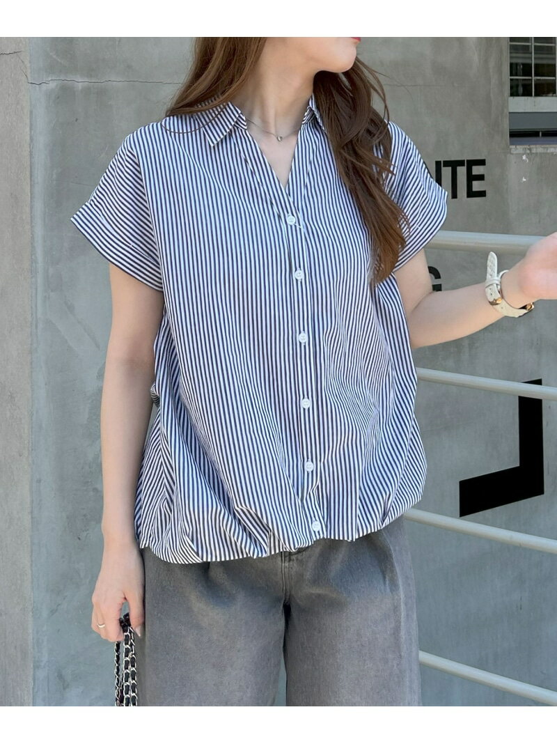 【SALE／48%OFF】BackレースUP裾タック半袖SH INGNI イング トップス シャツ・ブラウス ブラック ブルー ピンク ホワイト ネイビー【RBA_E】[Rakuten Fashion]のサムネイル