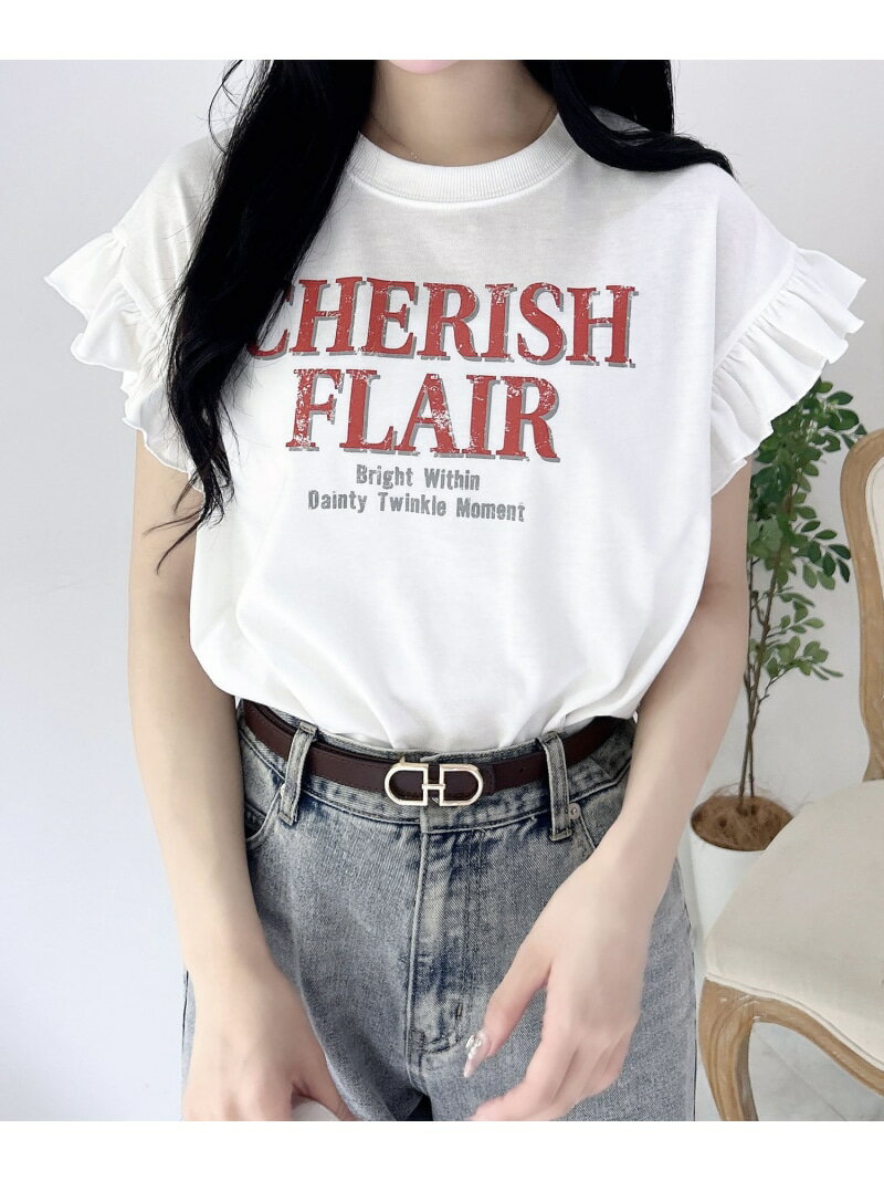 【SALE／13%OFF】袖フリルロゴTシャツ INGNI イング トップス カットソー・Tシャツ グレー ホワイト【RBA_E】[Rakuten Fashion]のサムネイル