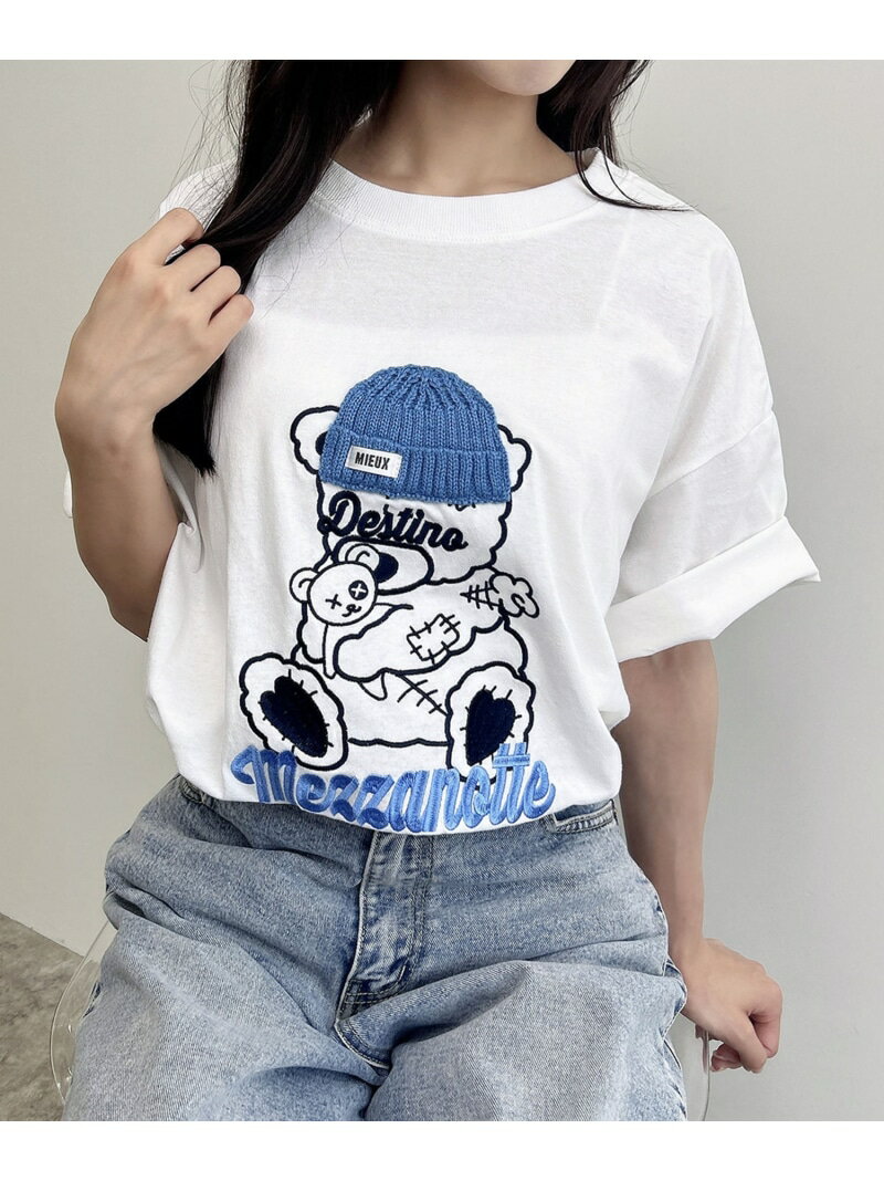 【WEB限定】傷ベア刺繍Tシャツ INGNI イング トップス カットソー・Tシャツ ホワイト グレー ネイビー ピンク【送料無料】[Rakuten Fashion]のサムネイル