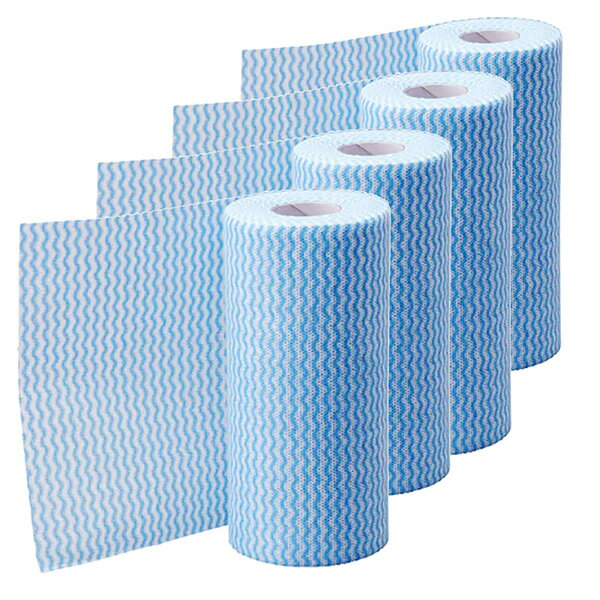 カウンター クロス 大容量 200枚 速乾 使い捨て 衛生的 不織布製 ふきん テーブル ダスター 台拭き 50枚 4ロール ブルー 雑巾 掃除 水拭き 業務用 繰り返し数回使える たっぷり使えて便利 吸水 エコ まとめ買い キッチン 台所 片づけ 大掃除 薄手 イニコライフ