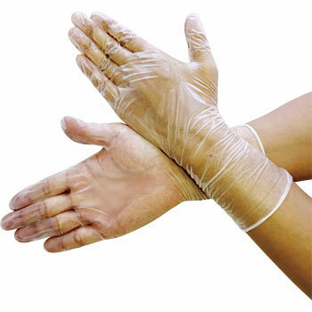 在庫処分　使い捨て手袋 PVC手袋 ロングタイプ　長い スムースタイプ XLサイズ BSC-3300 100枚（50組）入り BS-Clean 清潔