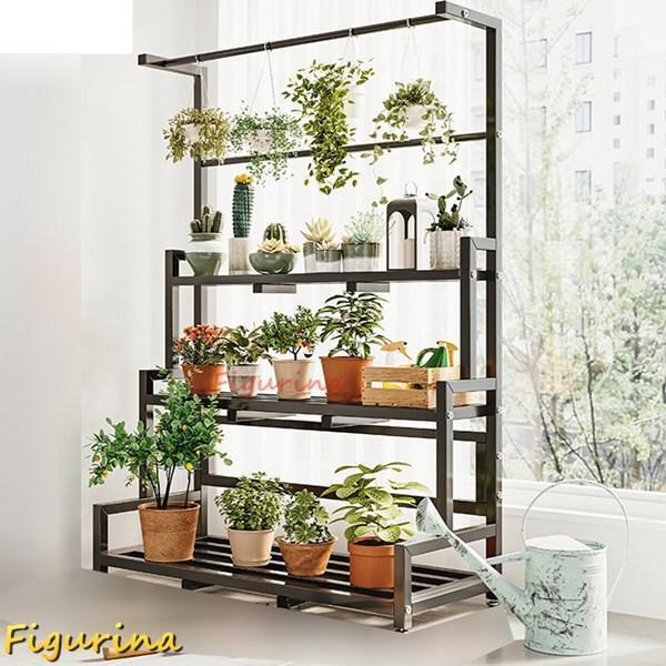 Rakuten - ガーデンラック フラワースタンド 屋外 室内 観葉植物 盆栽棚 スタンド 植木鉢台 花置き棚 植物スタンド S＆L風通しいい 収納 錆びない 棚