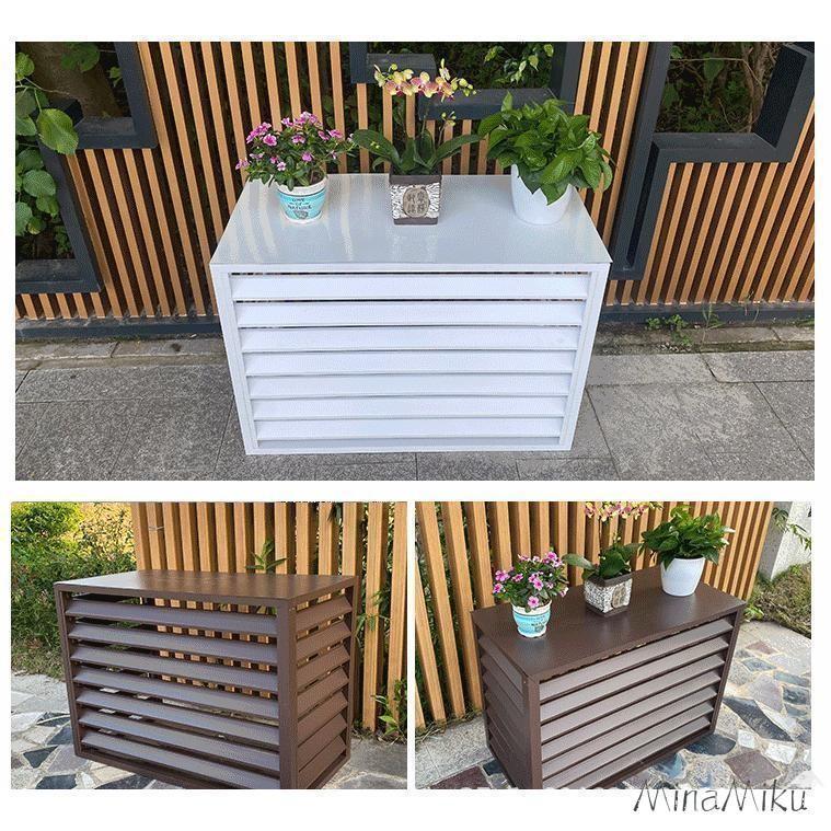 エアコン 室外機 カバー 室外機カバー 大型 天然木 アルミニウム合金 ガーデンラッ...