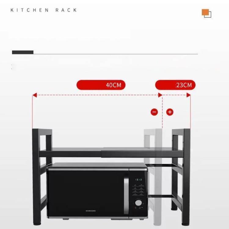 initializmのレンジの上を有効活用！ キッチンラック 棚 レンジラック カウンター上 収納棚 ラック レンジ台 レンジ上ラック 1段 高さ調整 幅40?63cm ト｜アングル3