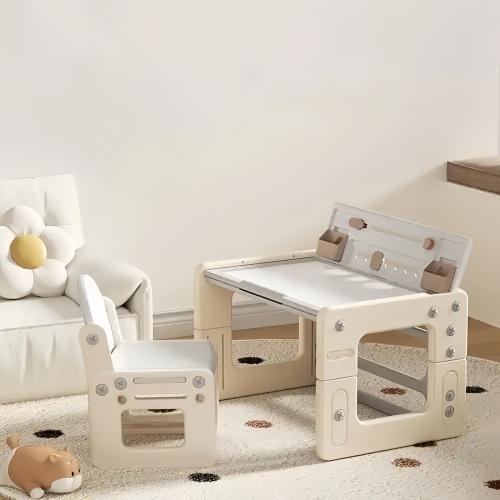 キッズデスク チェアセット お絵描き机 ブロックデスク 高さ調整 天板角度調整 子供机セット キッズチェア 収納ケース ブックスタンド ペン立て 子供用デスク