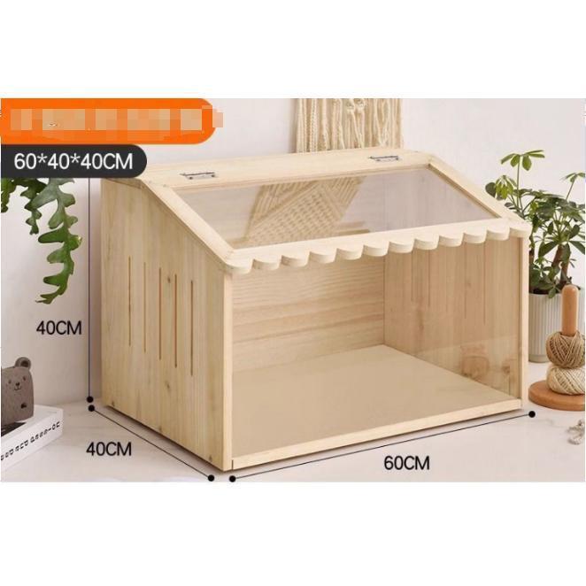 Rakuten - ハムスターケージ 木製 大型 透明 小動物 ケージ ペットケージ 幅60cm ハムスター チンチラ モルモット ハウス 小屋 籠 かご 飼育