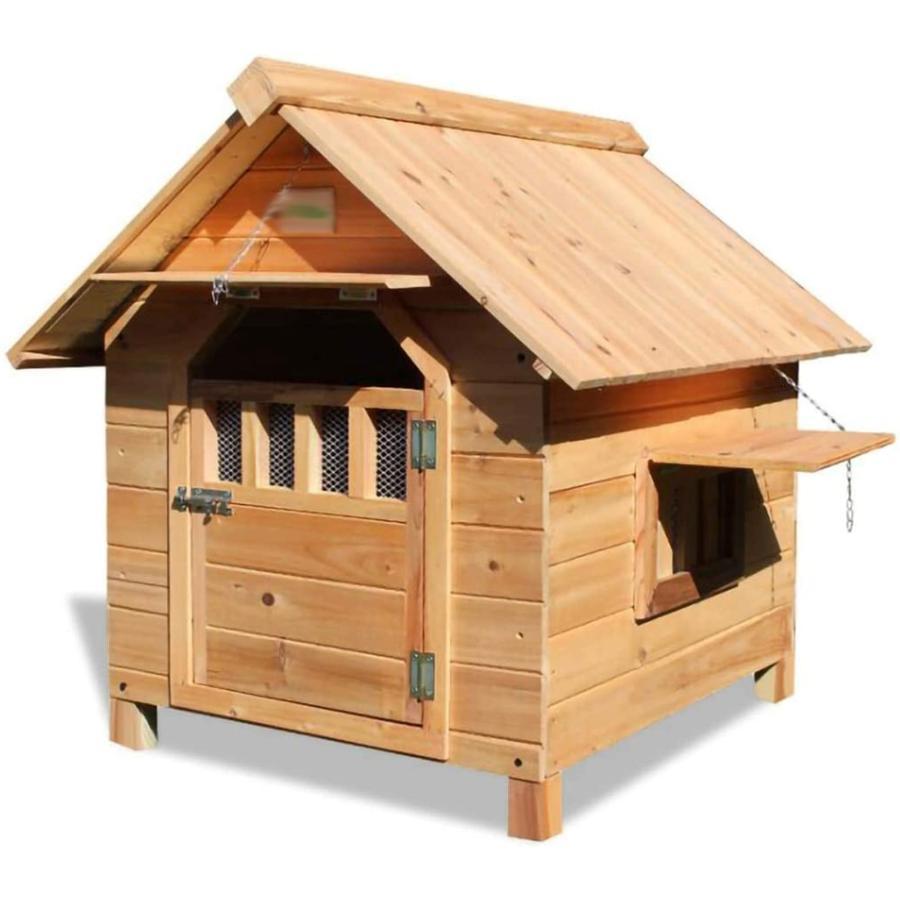 Rakuten - 犬小屋 屋外用 大型犬 木製 犬舎 中型犬 超大型犬 屋根 ドア付き 大型屋外犬小屋 犬用ハウス 通気性 暖かい 全天候型 日焼け対策 防風 雨除け 耐炭酸化と腐敗 安