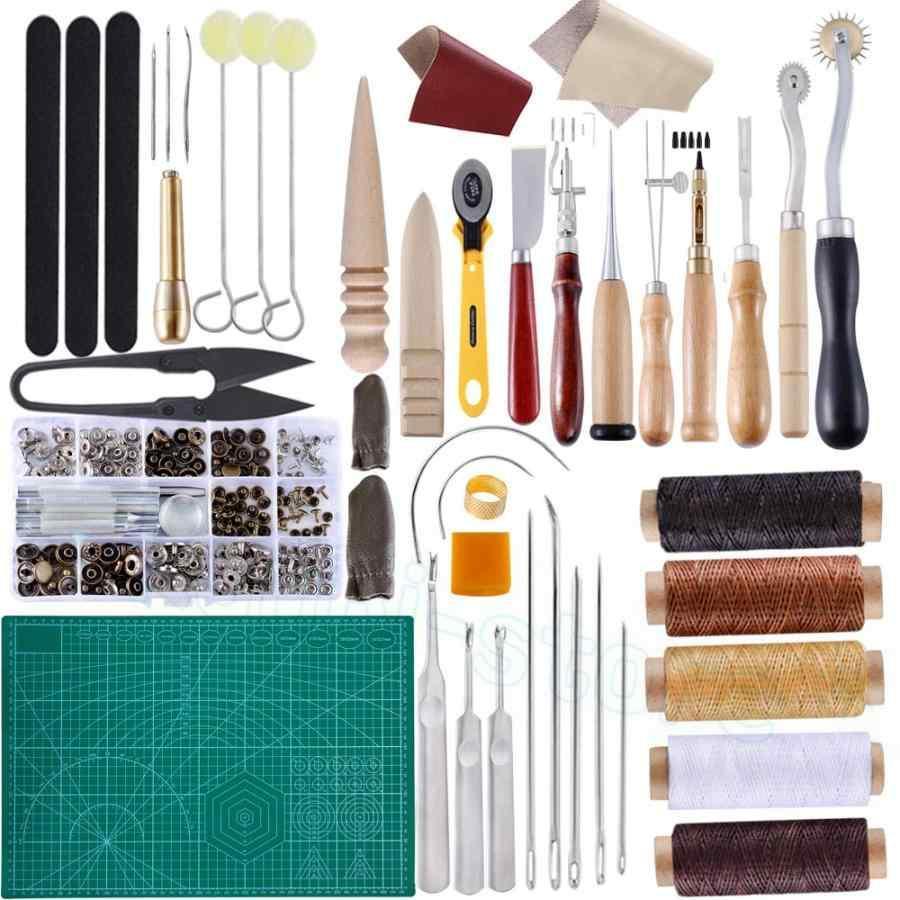 Rakuten - レザークラフト 縫い道具セット レザーツール 革工具セット 革細工 DIY 道具 手作り ハンドメイド 縫製キット 初心者 キット ネジ捻 ステッチンググルーバー