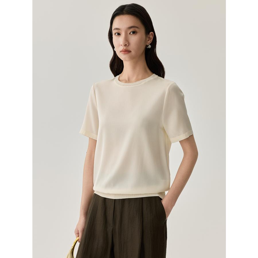 Rakuten - 【夏新作】シルク Tシャツ レディース 丸首 無地 シンプル 涼感 さらっと 薄手 上品 オーガニック クールビズ 普段使い おしゃれ ブラウス代わり