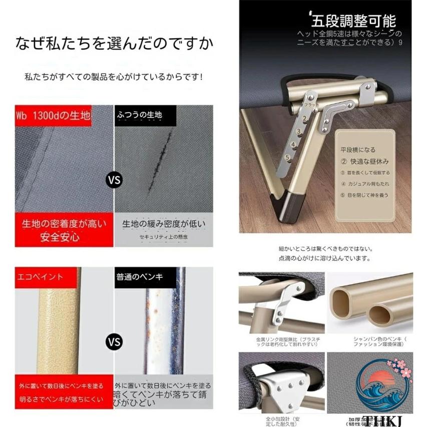 サマーベッド 簡易ベッド 折りたたみベッド 折り畳み キャンプ コット 5段階 リク...