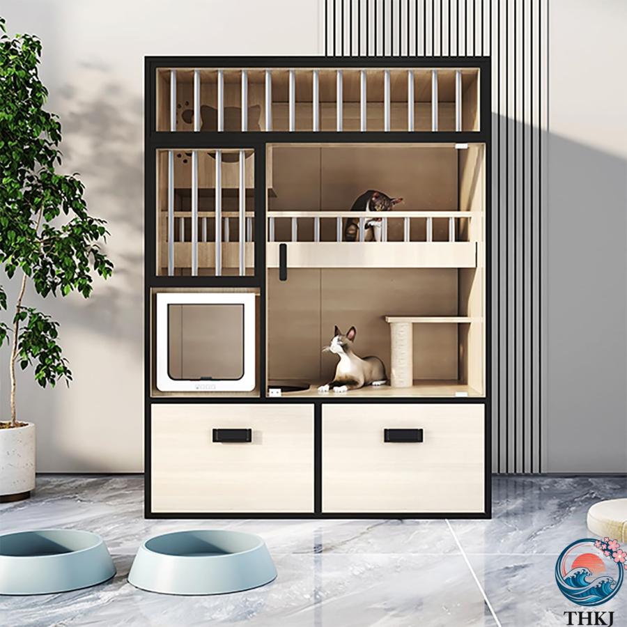 Rakuten - 大型 猫ケージ 猫の別荘 キャットケージ 猫 ケージ 猫のアパート 木製 猫ハウス キャットハウス ペットハウス 飼育ケージ 高級猫キャビ