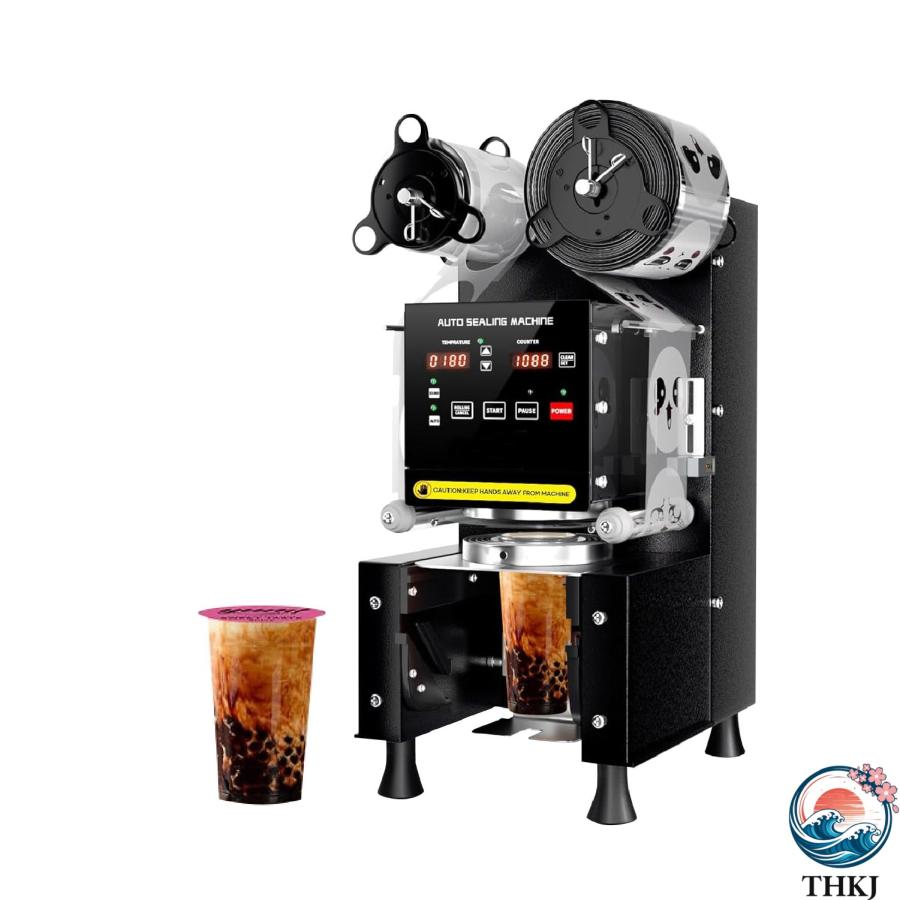 Rakuten - カップシーラー 自動 カップシール機 デジタル制御 業務用 (口径90/95mm対応) 400-600カップ/時 自動計数機能 冷熱両用 自動手動両用 タピオカ/ミルクテ