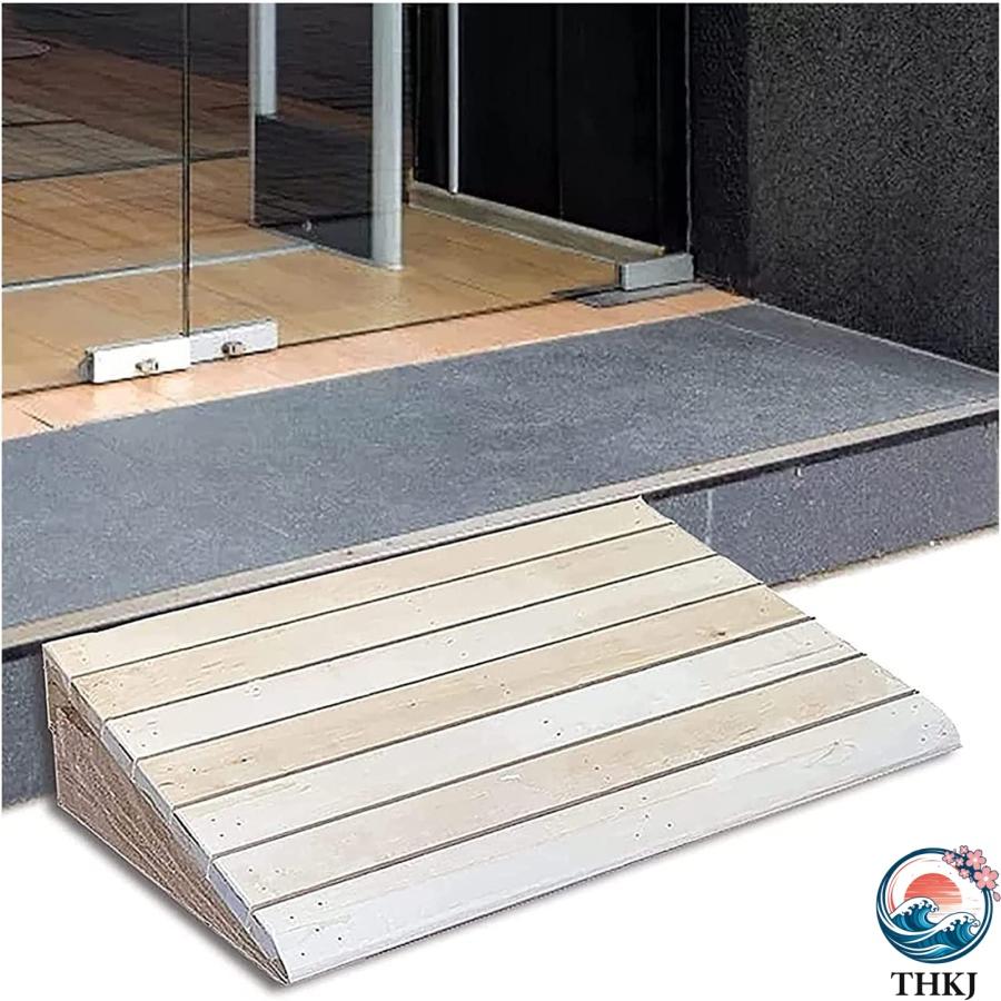 乐天商城 - 木製敷居スロープ 70X48X16 CM 戸口用ライズ 滑り止め 耐久性 玄関スロープ ホーム/ガーデンステップ/物置ドア用 車椅子 歩行者 トランジションスロープ 車段差