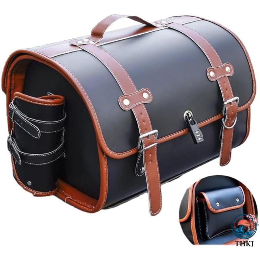 Rakuten - バイク リアボックス バイク用リアボックス 33L トップケース バイクボックス バイク用ボックス 着脱可能式 大容量 レザー 簡単装着 原付 スクーター フルフェイ