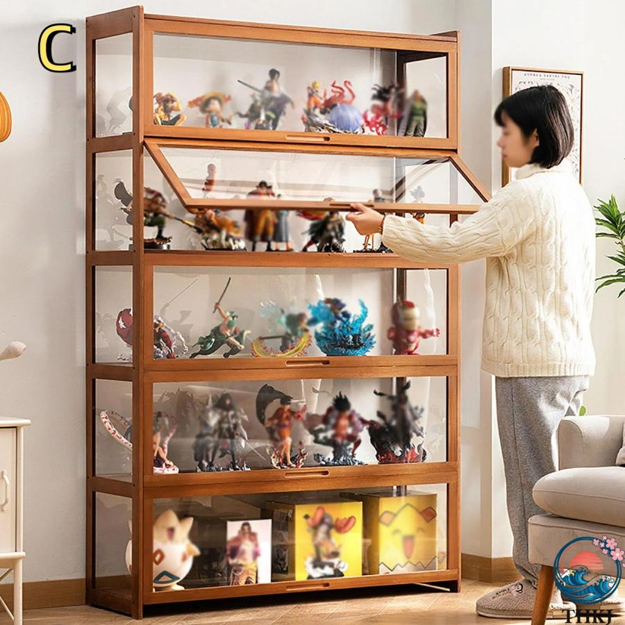 Rakuten - 5層 大きい ホビー用収納ケース?ボックス 透明 フィギュアケース ディスプレイケース ンケース フィギュアディスプ コレクターアイテム 収納キャビネット ブラッ