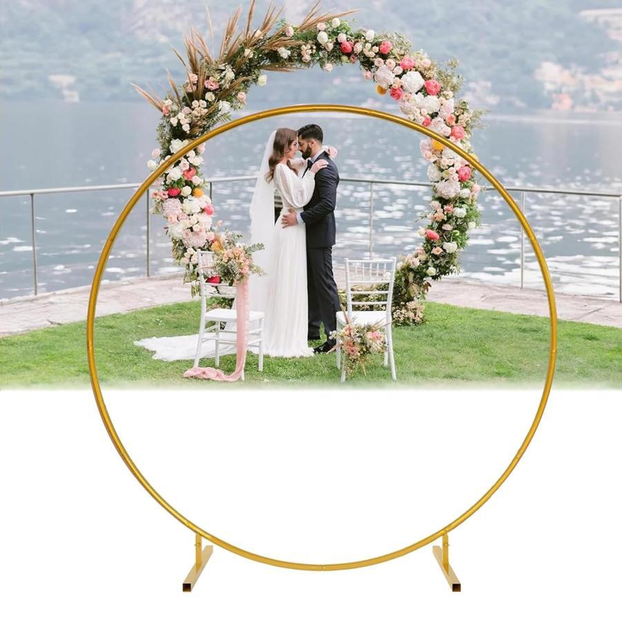 Rakuten - 丸型 ローズアーチ 屋外 結婚式の装飾 サークルアーチ 円形メタルアーチ、背景スタンド ウェディング バルーン アーチ フラワー アーチ 再利用可能、