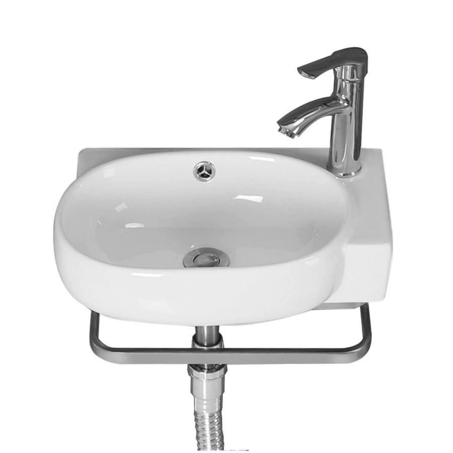 Rakuten - 洗面台 洗面ボール 小型 壁掛け 洗面シンク 陶器製簡易洗面台 温水および冷水の蛇口付き 手洗いボウル排水付き 浴室洗面台用 屋外屋内 バルコニー