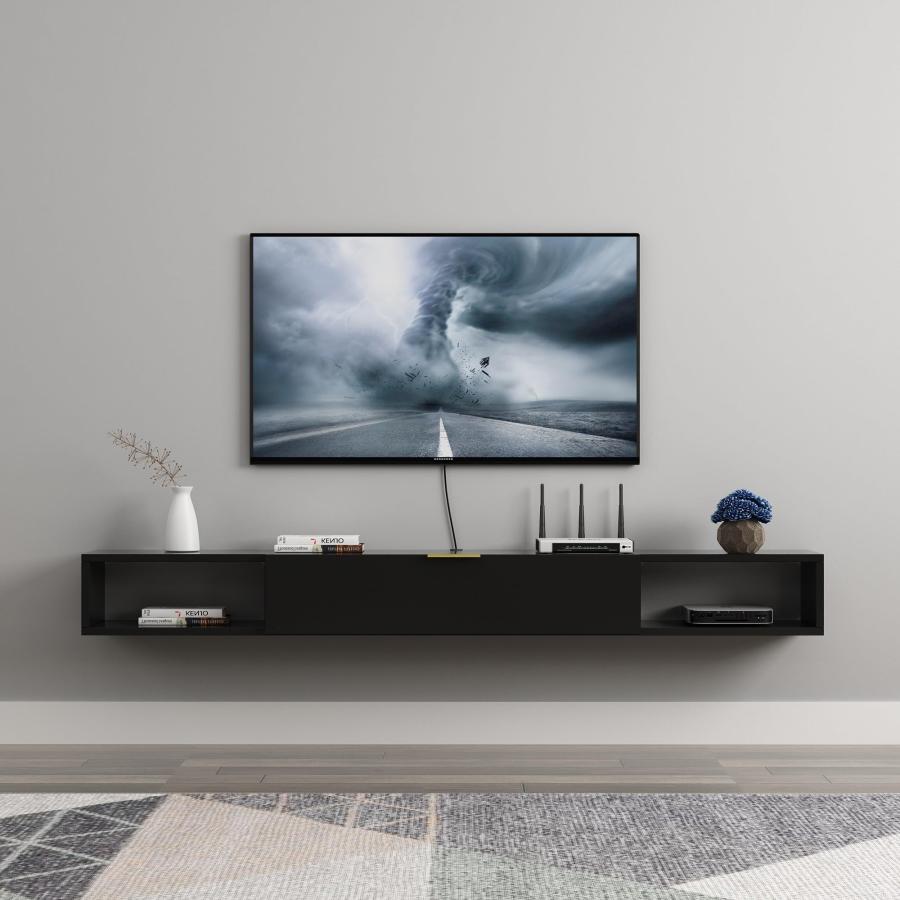 乐天商城 - 壁掛けテレビキャビネット、フローティングTVスタンド、壁掛けTVコンソール、ウォールシェルフ浮動棚セットトップボックス、ルータのDVDプレーヤーストレージレ
