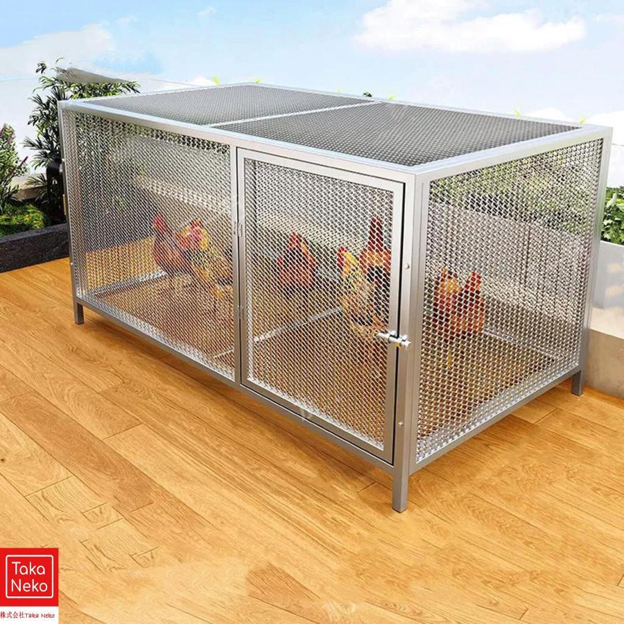 Rakuten - 鶏 ケージ 室内 屋外 ステンレス 大型角管高密度メッシュ うずら 鶏小屋 モルモット 兎 カバー付き 大きい 鶏舎 大型 小動物 フェレットケージ ハリネズミ 飼育