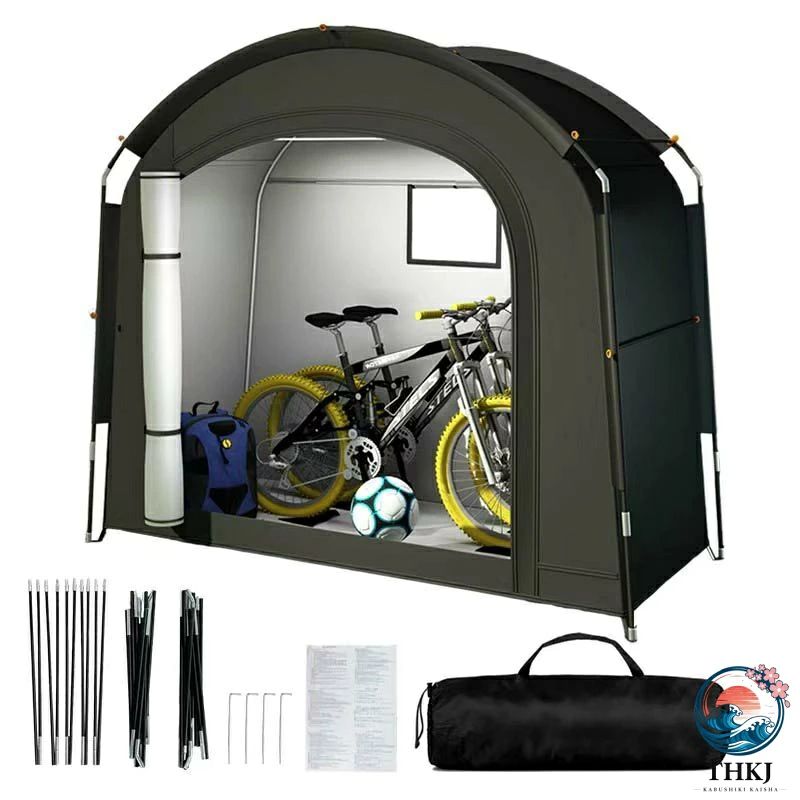 仕様: 自転車 テント展開サイズ：200×80×165 cm。取り外し可能なレインカバーのサイズ：196×93.5 CM。大人用自転車2台収納可能。自転車 テントとしてだけでなく、手持ちの園芸工具、家具パッド、芝刈り機、クーラー、プールおもちゃなどの屋外収納テントとしても使用できます レインカバー: この新しいタイプの自転車テントは、元の自転車テントに取り外し可能なレインカバーを追加し、自転車テント全体の雨や日差しからの保護効果を大幅に向上させ、自転車テントの耐用年数も延ばします。 同時に、レインカバーを取り外すと、一致するフロアマットまたはフロアマットとしても使用でき、自転車テントテント底部の耐摩耗性も向上します 強くて丈夫: 自転車 テントは、高品質の210Dオックスフォードクロスとコーティングされた防水puの裏側で作られたこ、3層のリップストップ素材、防水/防塵/ UV耐性、退色の心配がありません。自転車 テントはすべての縫い目は耐久性のある糸で巻かれ、悪天候でも強力なサポートを提供するためにダブルステッチが施されています 持ち運びに便利: サイクルハウスは軽量で折りたたみ可能に設計されており、キャリングバッグが付属しています。 コンポーネントは折りたたむとすべてキャリーバッグに収まります。 サイクルハウスは折りたたんだ時の寸法はわずか44 x 15 x 15 cmです。 持ち運びや保管が簡単です 簡単な取り付け: (工具は必要ありません。セットアップには10分もかかりません）、フレームをまっすぐにしてサイクルハウスに予約された隙間に挿入し、少しの力でフレームをアーチに曲げ、短いフレームを使用して開きます使用幅、防風ネイル屋外での使用のためにサイクルハウスをより頑丈に保護します ※注意事項 サイズ・重量は、多少の誤差が生じる場合がございます。 お使いのブラウザや設定により、画像と実際の商品との若干の色の違いが生じる場合がございます。予めご了承いただけますようお願いいたします。 ※簡易包装となりますのでご理解の程よろしくお願いします。 ※仕様・デザインは改良のため予告なく変更することがあります。 ご注意いただけましたら幸いです。 仕様: 自転車 テント展開サイズ：200×80×165 cm。取り外し可能なレインカバーのサイズ：196×93.5 CM。大人用自転車2台収納可能。自転車 テントとしてだけでなく、手持ちの園芸工具、家具パッド、芝刈り機、クーラー、プールおもちゃなどの屋外収納テントとしても使用できます レインカバー: この新しいタイプの自転車テントは、元の自転車テントに取り外し可能なレインカバーを追加し、自転車テント全体の雨や日差しからの保護効果を大幅に向上させ、自転車テントの耐用年数も延ばします。 同時に、レインカバーを取り外すと、一致するフロアマットまたはフロアマットとしても使用でき、自転車テントテント底部の耐摩耗性も向上します 強くて丈夫: 自転車 テントは、高品質の210Dオックスフォードクロスとコーティングされた防水puの裏側で作られたこ、3層のリップストップ素材、防水/防塵/ UV耐性、退色の心配がありません。自転車 テントはすべての縫い目は耐久性のある糸で巻かれ、悪天候でも強力なサポートを提供するためにダブルステッチが施されています 持ち運びに便利: サイクルハウスは軽量で折りたたみ可能に設計されており、キャリングバッグが付属しています。 コンポーネントは折りたたむとすべてキャリーバッグに収まります。 サイクルハウスは折りたたんだ時の寸法はわずか44 x 15 x 15 cmです。 持ち運びや保管が簡単です 簡単な取り付け: (工具は必要ありません。セットアップには10分もかかりません）、フレームをまっすぐにしてサイクルハウスに予約された隙間に挿入し、少しの力でフレームをアーチに曲げ、短いフレームを使用して開きます使用幅、防風ネイル屋外での使用のためにサイクルハウスをより頑丈に保護します ※注意事項 サイズ・重量は、多少の誤差が生じる場合がございます。 お使いのブラウザや設定により、画像と実際の商品との若干の色の違いが生じる場合がございます。予めご了承いただけますようお願いいたします。 ※簡易包装となりますのでご理解の程よろしくお願いします。 ※仕様・デザインは改良のため予告なく変更することがあります。 ご注意いただけましたら幸いです。仕様: 自転車 テント展開サイズ：200×80×165 cm。取り外し可能なレインカバーのサイズ：196×93.5 CM。大人用自転車2台収納可能。自転車 テントとしてだけでなく、手持ちの園芸工具、家具パッド、芝刈り機、クーラー、プールおもちゃなどの屋外収納テントとしても使用できます レインカバー: この新しいタイプの自転車テントは、元の自転車テントに取り外し可能なレインカバーを追加し、自転車テント全体の雨や日差しからの保護効果を大幅に向上させ、自転車テントの耐用年数も延ばします。 同時に、レインカバーを取り外すと、一致するフロアマットまたはフロアマットとしても使用でき、自転車テントテント底部の耐摩耗性も向上します 強くて丈夫: 自転車 テントは、高品質の210Dオックスフォードクロスとコーティングされた防水puの裏側で作られたこ、3層のリップストップ素材、防水/防塵/ UV耐性、退色の心配がありません。自転車 テントはすべての縫い目は耐久性のある糸で巻かれ、悪天候でも強力なサポートを提供するためにダブルステッチが施されています 持ち運びに便利: サイクルハウスは軽量で折りたたみ可能に設計されており、キャリングバッグが付属しています。 コンポーネントは折りたたむとすべてキャリーバッグに収まります。 サイクルハウスは折りたたんだ時の寸法はわずか44 x 15 x 15 cmです。 持ち運びや保管が簡単です 簡単な取り付け: (工具は必要ありません。セットアップには10分もかかりません）、フレームをまっすぐにしてサイクルハウスに予約された隙間に挿入し、少しの力でフレームをアーチに曲げ、短いフレームを使用して開きます使用幅、防風ネイル屋外での使用のためにサイクルハウスをより頑丈に保護します ※注意事項 サイズ・重量は、多少の誤差が生じる場合がございます。 お使いのブラウザや設定により、画像と実際の商品との若干の色の違いが生じる場合がございます。予めご了承いただけますようお願いいたします。 ※簡易包装となりますのでご理解の程よろしくお願いします。 ※仕様・デザインは改良のため予告なく変更することがあります。 ご注意いただけましたら幸いです。