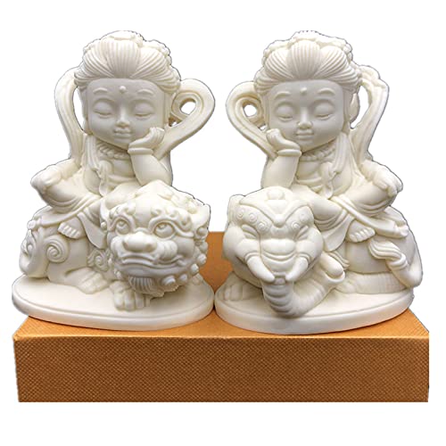 仏像 文殊菩薩 普賢菩薩置物果実粉末プレス彫刻仏像 手作り 仏壇仏像 開運十二干支お守り本尊 風水祈る..