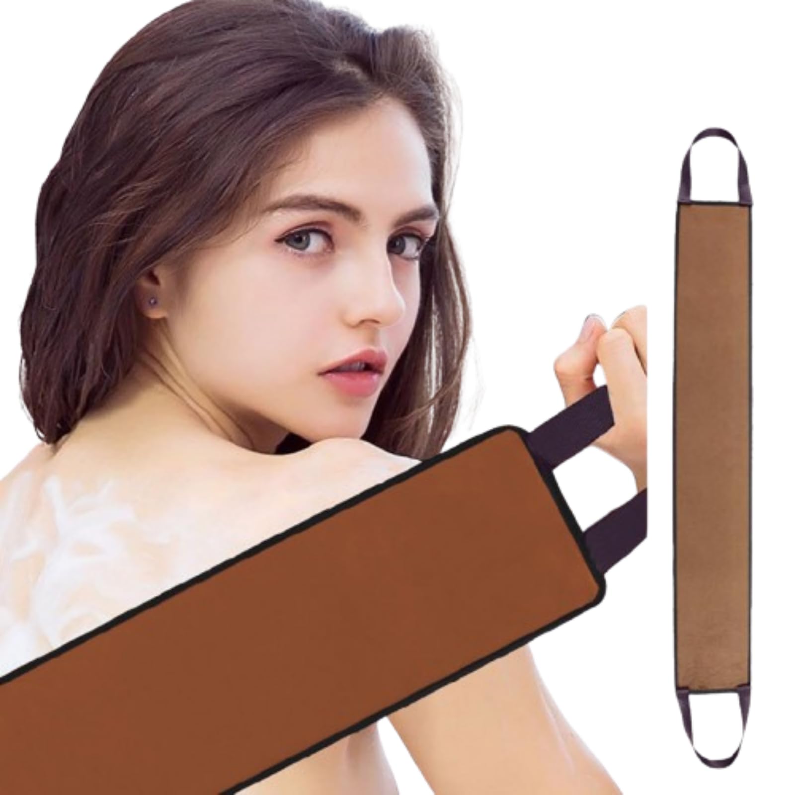 【2個セット】 背中に薬を塗る道具 タオル 【手の届かない背中にクリームをムラ無く塗れる!】軟膏 日焼け止め クリーム 背中ニキビ ボディケア 健康グッズ (ブラウン)