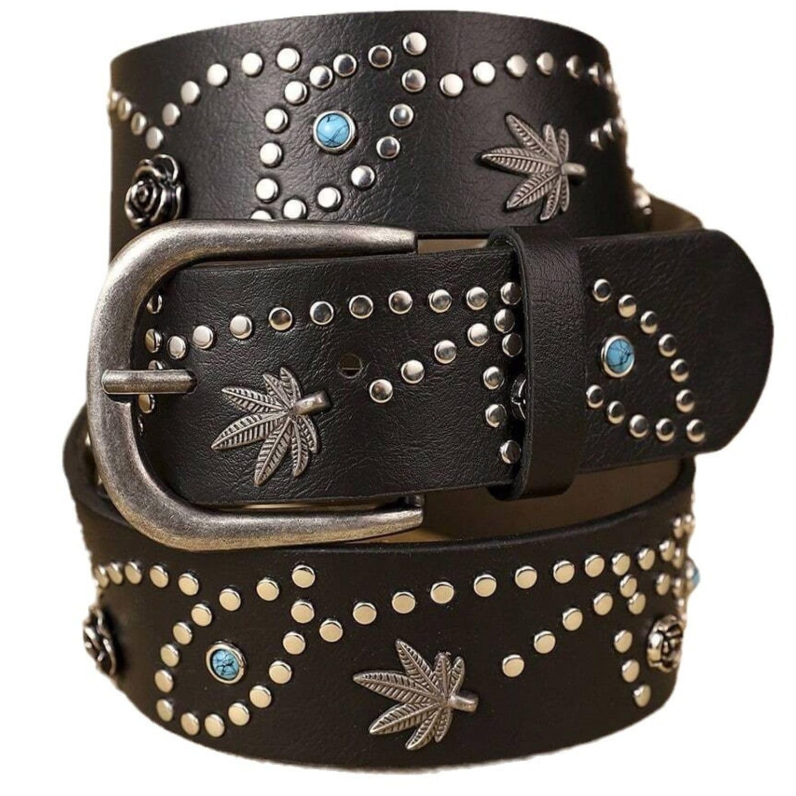 スタッズベルト ウエスタンベルト メンズ レディース ターコイズ y2k 100×4