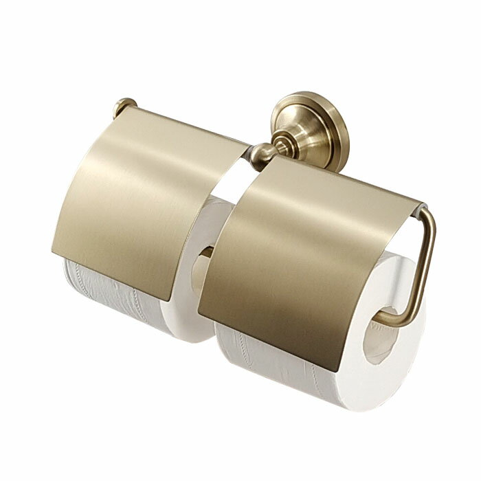 2連 ダブル トイレットペーパーホルダー 紙巻機 リフォーム インテリア おしゃれ おすすめ 人気 エレガント ホテルライク シンプル diy 戸建て 素材 ステンレス 古金 アンティークゴールド 長さ 寸法 サイズ 幅 295 奥行き 75 高さ 145 INK-0801125H