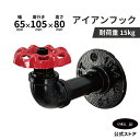 フック アイアン ガス管 つやあり 壁掛け ウォールフック おしゃれ DIY 黒 ブラック INK-0801242H