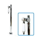 ストレート止水栓 床給水用 接続径 G1/2 陶器レバー リフォーム 銀 シルバー | 品番INK-0304036GT