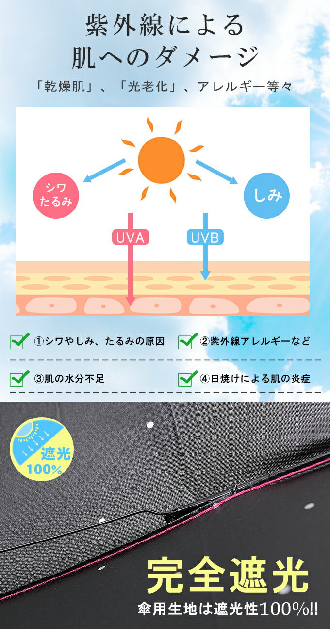 UVカット折り畳み傘 完全遮光 3段折りたたみ レース付き 3段折傘 日傘 フリル 晴雨兼用 UV 傘 遮光 遮熱 かわいい おしゃれ 雨傘 紫外線カット レディース 撥水 熱中症 対策 かさ