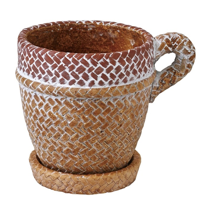 アンティーク　手桶　プランター　カントリー ヴィンテージ 木桶 植物 ハンドペイント スイス ヨーロッパ