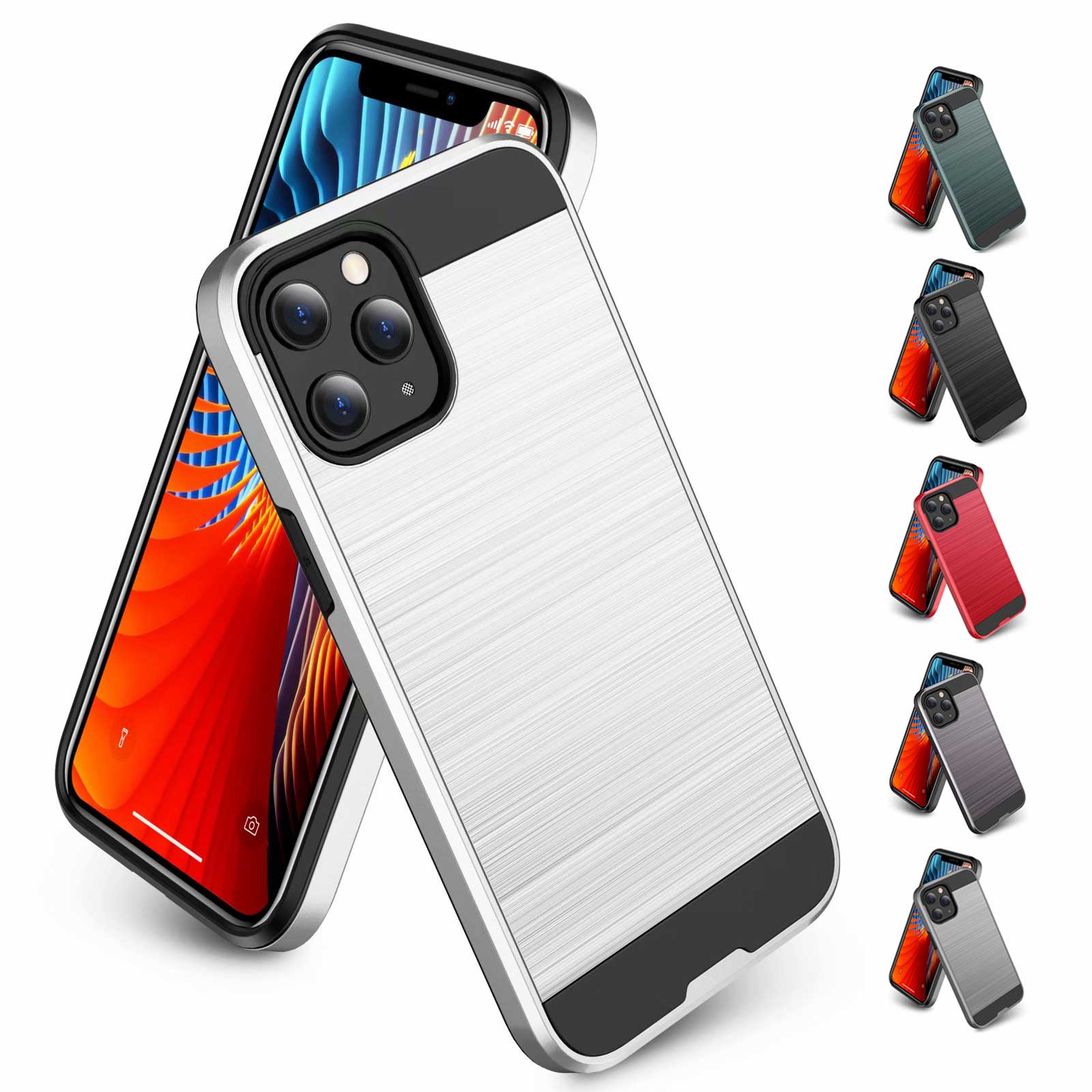 iPhone 13 / 13mini / 13Pro / 13ProMax 対応 ケース カバー 背面ケース brushed armor case ハイブリッド 二重構造 耐衝撃 異素材組み合わせ バイカラー ホワイト ネイビー ブラック レッド グレー シルバー