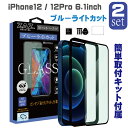  ガラスフィルム iPhone 12/12Pro 対応 ブルーライトカット　フルカバー ブルーレイカット 3D 全面 フルカバー ガラス フィルム 液晶保護 AGC旭硝子 素材使用　硬度9H　glass-film-269-2set