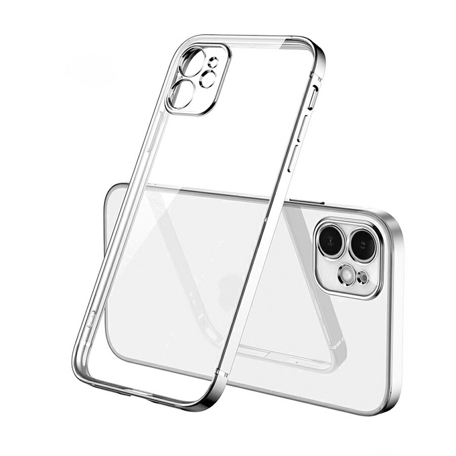 樂天商城 - iPhone14ProMax 対応 ケース カバー 背面タイプ クリアケース ソフトケース カメラ穴 保護 カメラレンズカバー メッキ 光沢 透明 クリア ソフト バンパー シンプル おしゃれ かわいい シルバー