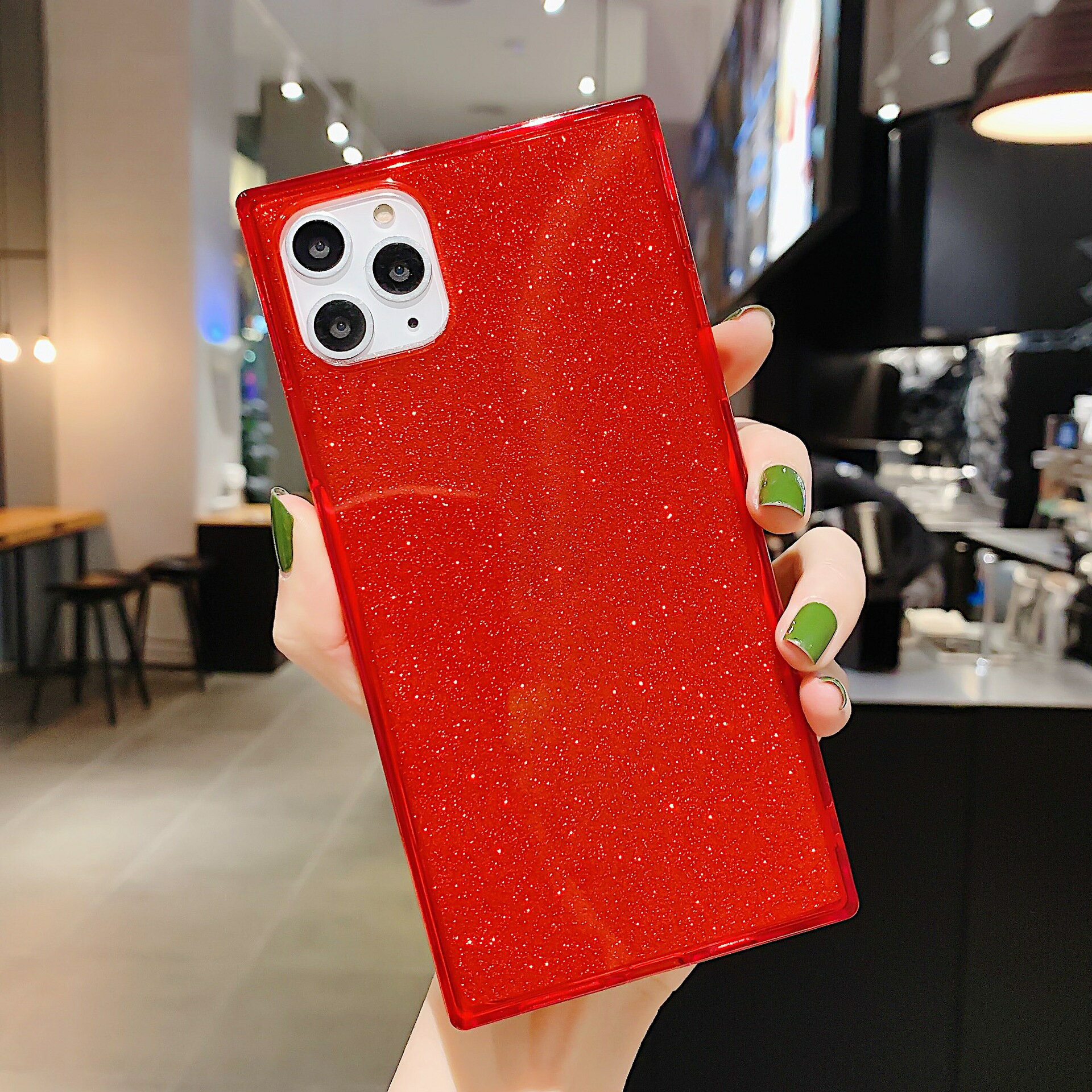 樂天商城 - iPhone12 iPhone12Pro 背面ケース ケース カバー 蛍光 グリッター ライト スクエア シンプル クリア キャンディーカラー 可愛い おしゃれ スマート