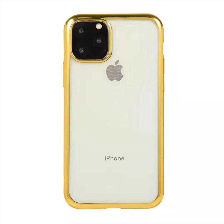 iPhone13 (6.1inch) 背面タイプ ケース カバー ソフトケース 縁入りクリアケース 透明 フチカラー フチ フレーム メタリック メッキ TPU素材 マイクロドット加工 密着痕防止 ゴールド