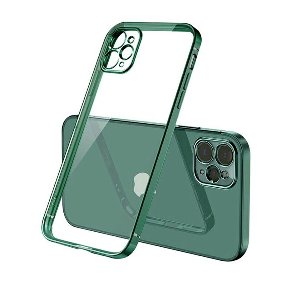 乐天商城 - iPhone12Pro 背面ケース ケース カバー 保護 フチカラー 縁 ゴールドメッキ クリア 透明 カメラレンズカバー シンプル おしゃれ 可愛い カラーバリエーション アーミーグリーン