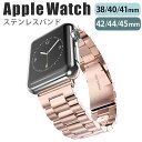 applewatch series 9/8/7/6/SE/5/4/3/2/1 (38mm/40mm/41mm/42mm/44mm/45mm) 対応 バンド ベルト スライド式 プッシュ式 ワンタッチ操作 精密設計 上質 ステンレス ビジネス 仕事 ベーシック シンプル ローズゴールド w012-