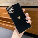 iPhoneSE3 第3世代 iPhoneSE2 第2世代 iPhone8 iPhone7 対応 ケース カバー 背面タイプ ソフト スクエア型 カメラレンズカバー パステルカラー くすみカラー シンプル ハート メッキ メタリック かわいい おしゃれ ブラック(2)