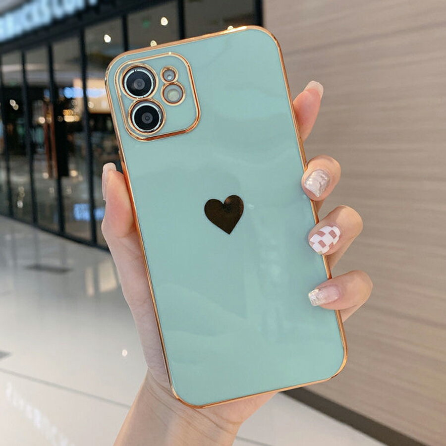 반액! iPhone13ProMax 대응 케이스 커버 뒷면 타입 소프트 카메라 렌즈 커버 파스텔 컬러 くすみ 컬러 심플 하트 도금 메탈릭 귀여운 세련된 라이트 그린